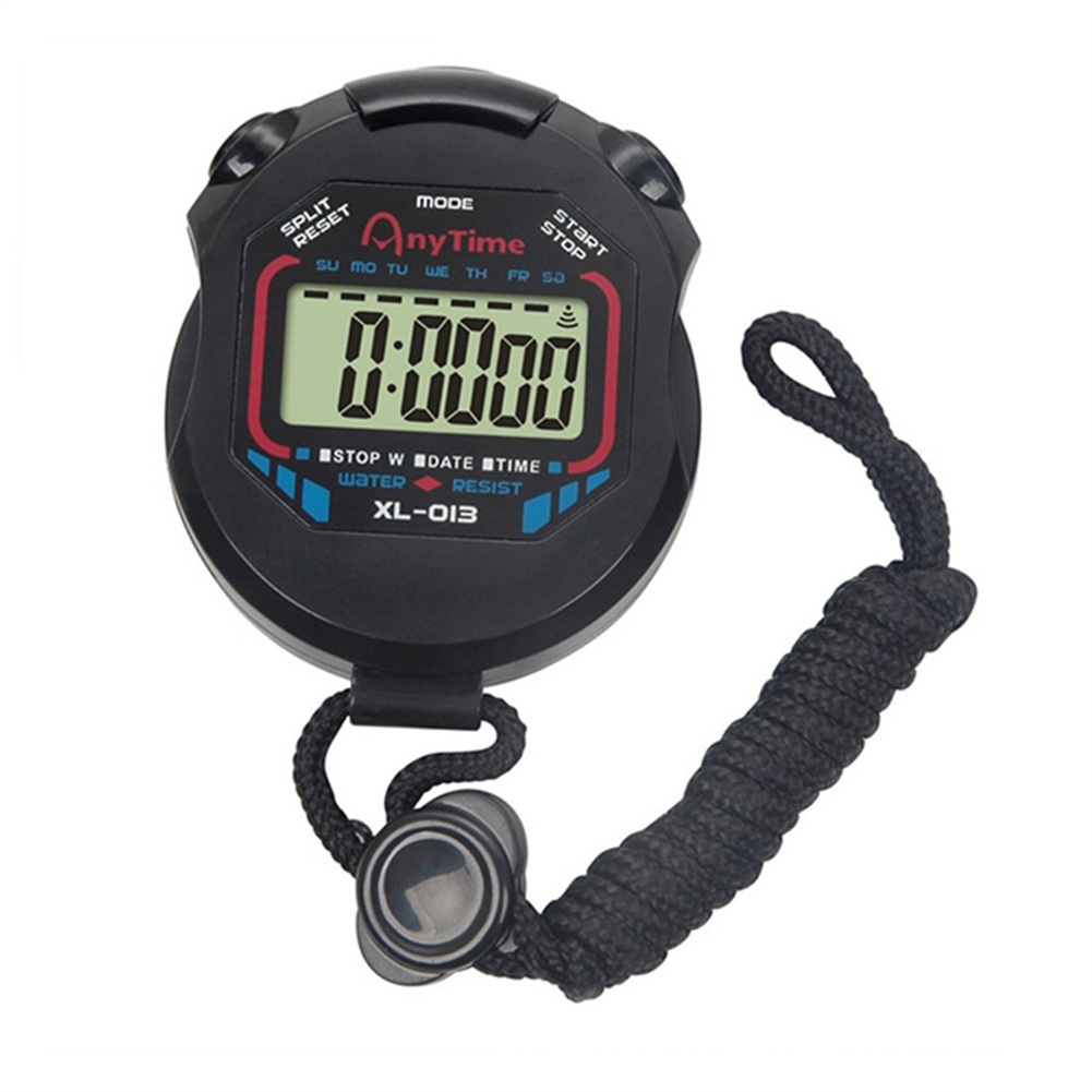 Classic Waterproof Digital Handheld LCD Handheld Sports Stopwatch Timer Stop Watch With String Timers Stopwatch: Brown