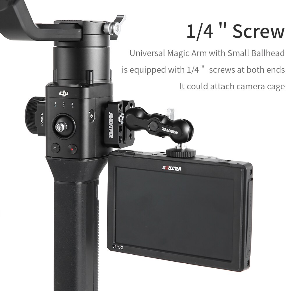 AMBITFUL Adjustable Universal Magic Arm with Small Ballhead for Monitor or Video Light Support with 1/4 Screw on Both Sides