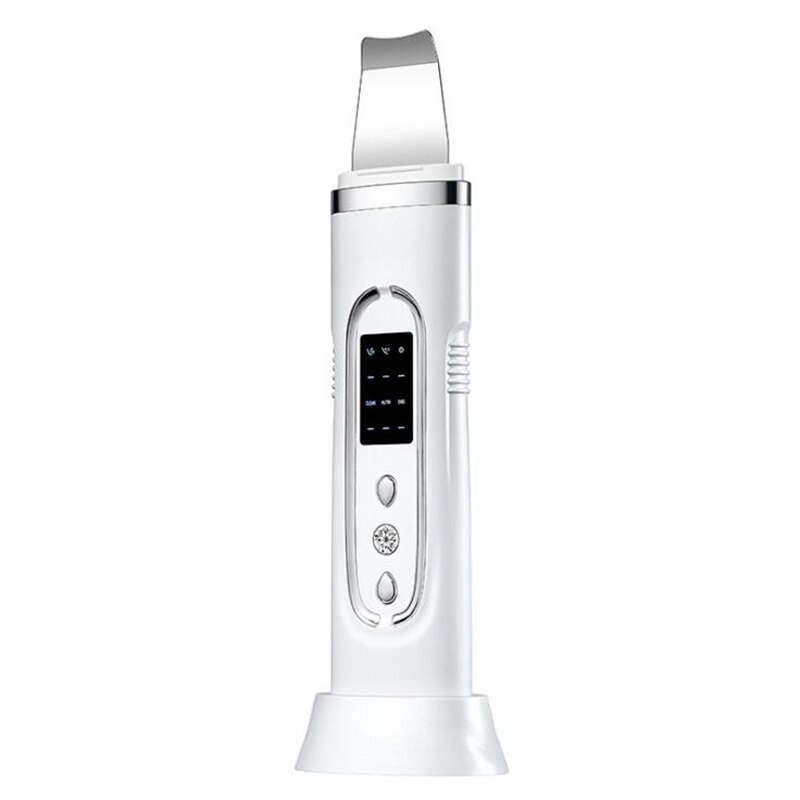 Máquina ultrasónica de limpieza Facial profunda, pala exfoliante, limpiador de poros faciales, máquina de estiramiento de piel Facial: Blanco