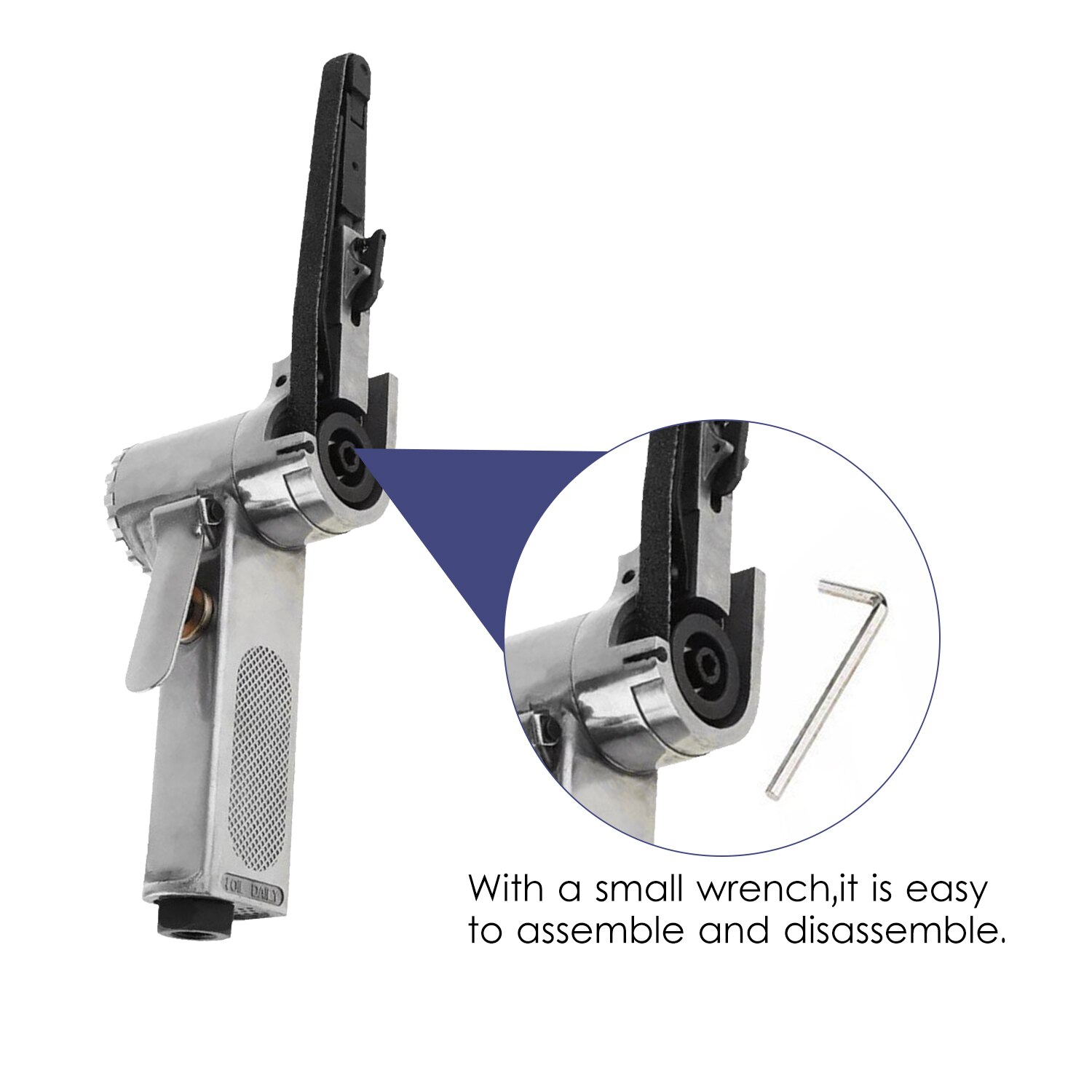 10MM Metal Air Belt Sander Machine with 1/4-Inch Air Inlet Pneumatic Belt Sander Polishing Machine Grinding Machine Power Tool