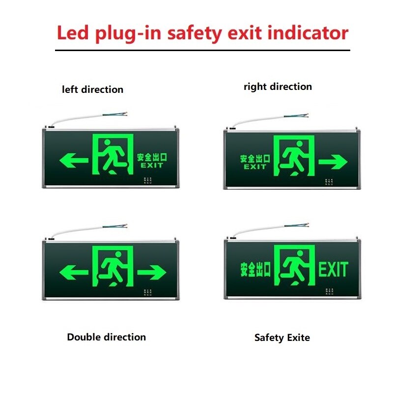Plug-in elektrisk stil multifunktionel ledet sikkerhed udgange brand nødevakuering tegn retningsviser