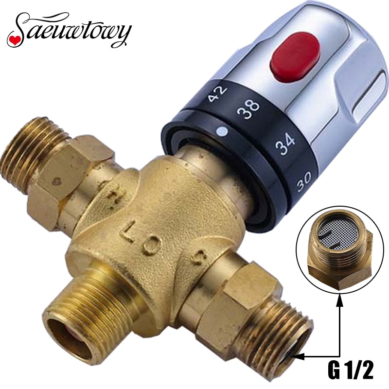 Chrome Finshed Thermostatic Valve G1/2 Water mixers Constant Temperature Mixing Valve with Brass