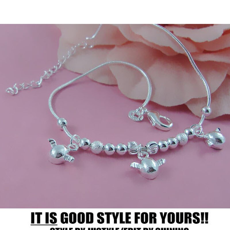 925 Sterling Silber Kleiner engel eier Charme Fußkettchen Für Frauen 925 silber Knöchel Armbinde schmuck Länge 22cm