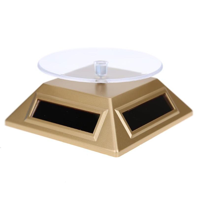 Solar Schaufenster 360 Plattenspieler Rotierenden Schmuck Uhr Ring Display-ständer Telefon Stand Display Schmuck Organizer Hard Display Stand: Gold