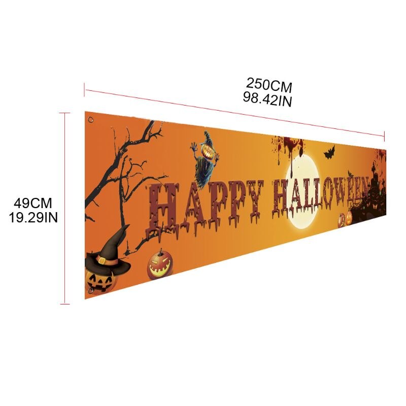 Outdoor Halloween Banner Pull Flag Decorations Celebrate Foldable Hanging Decor Porch Background Signs Party Supplies