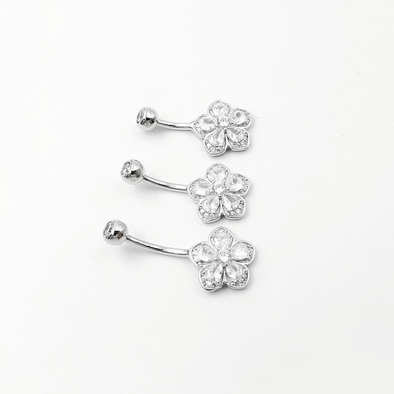 Bloem Navel Navel Piercing Ringen Bulk 925 Sterling Silver Body Sieraden Voor Vrouwen Fijne Zomer Accessoires Romantische