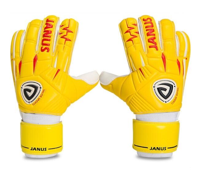 Janus Roll Finger Goalkeeper Gloves Goalie Keeper GK Gloves with Removable Finger Save Protection Size 7 8 9 10 Yellow Red