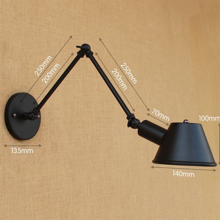 Retro Industriële wandlamp Verstelbare Lange Arm Vintage Ijzeren Muur Lamp Antieke Zwarte Wandlamp Met 40 w Edison Lamp voor Slaapkamer: B