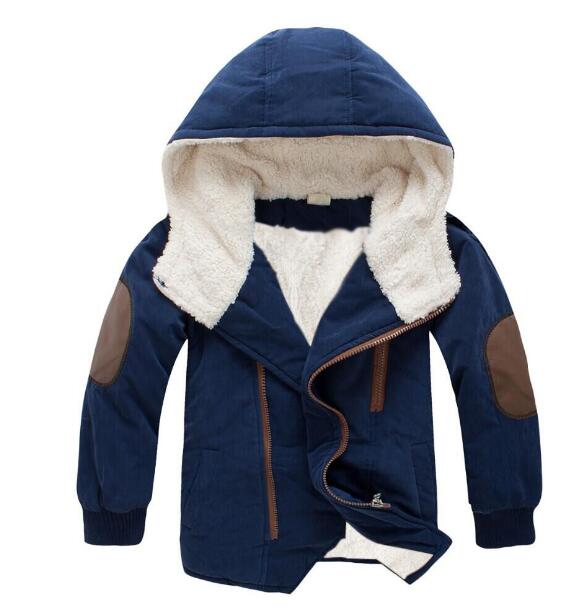 Jongens winterjas koreaanse 4-13 jaar meisjes donsjassen meisjes kinderparka's plus fluweel dikke pu stiksels unisex: Marine / 7t