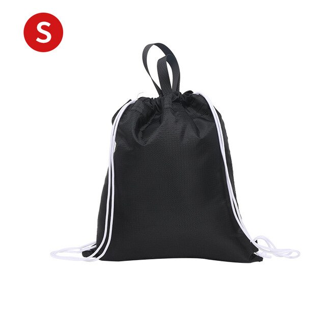 Mannen Sporttas Reizen Opbergzakken Waterdicht Sneldrogende Pack Koord Sport Rugzak Nylon Lichtgewicht Draagbare Tas Vrouwen: Black s