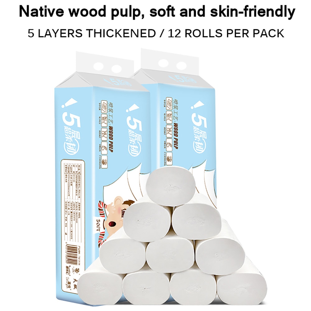 12 Rolls Soft Bamboo Toilet Paper Safe Septic-Safe Essential Coreless Toilet Paper Fragrance Free Friendly Absorbent Tissue 4Ply