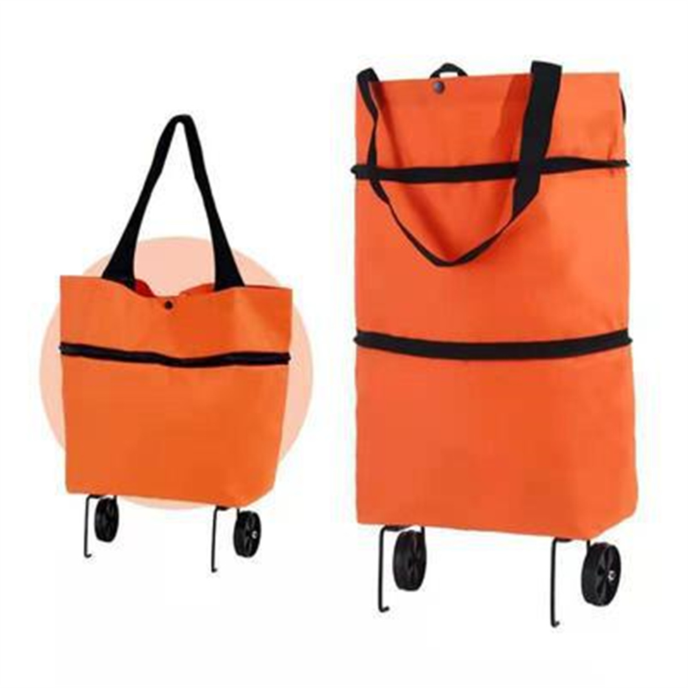 Household Portable Folding Cart Roller Shopping Bags Outdoors Food and Fruits Storage Foldable Trolley Wheel Supermarket Bag ﻿: green
