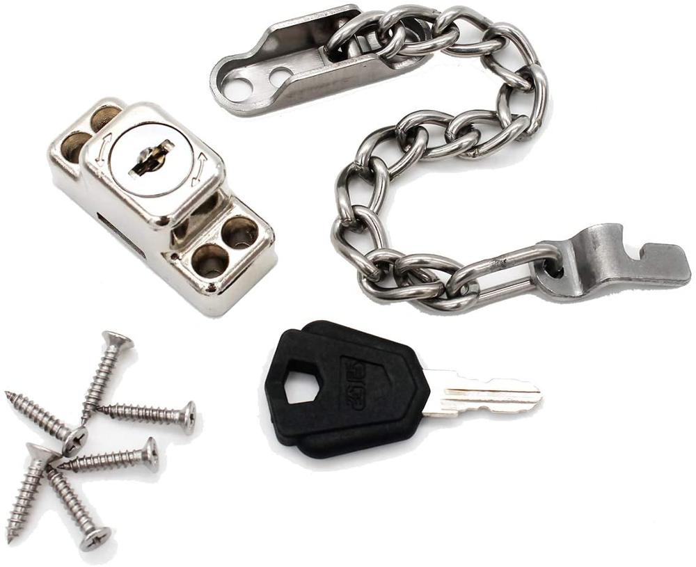 Stainless Steel Window Chain Lock Guard Door Restrictor Child Safety Security Chain Lock for Flat Open Windows Anti Theft: 1pack