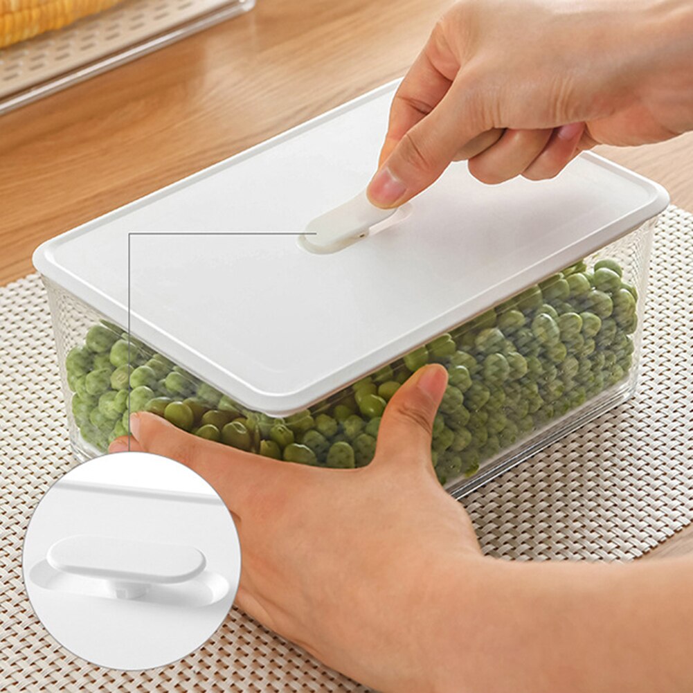Plastic Refrigerator Food Preservation Storage Drain Box Container with Lid Food Storage Rack Preservation Box
