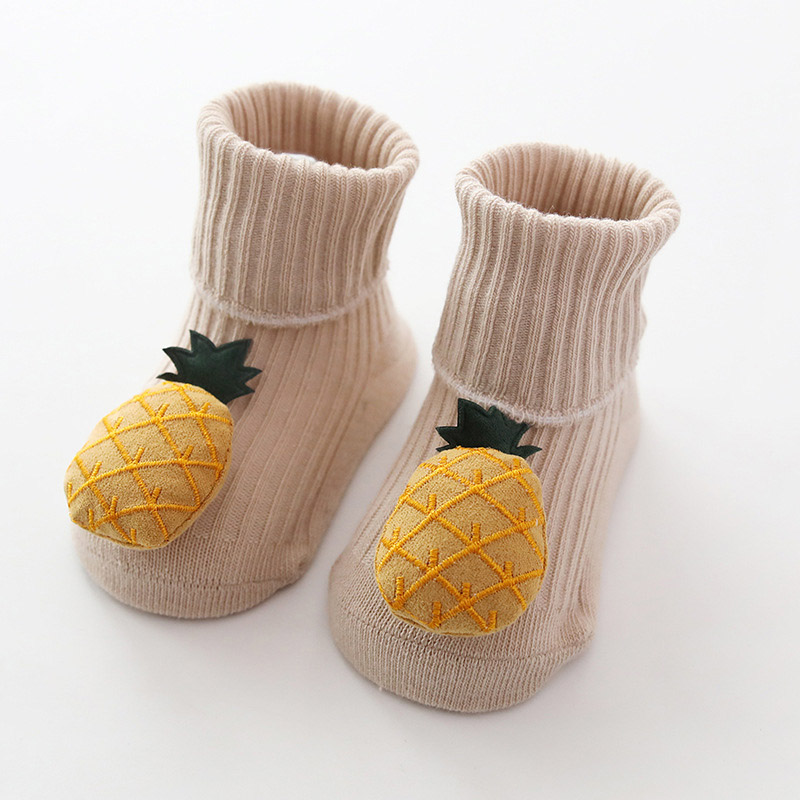 0-18 Months Cotton Children's Socks Baby Cartoon Fruit Rubber Anti Slip Floor Infant Socks Kids Toddlers Autumn Spring Stock