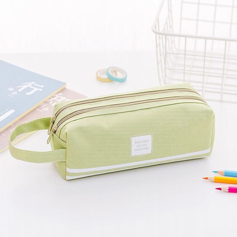 Preciosa cartuchera para niñas, bolsa de almacenamiento de bolígrafo, 2 compartimentos, maquillaje, monedero para mujer PUO88: green-a
