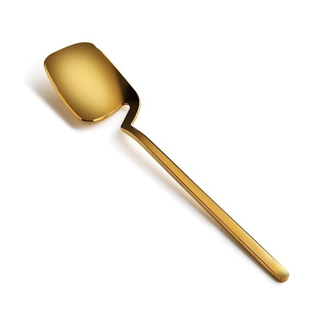 Long Handle Wall Hanging Spoon Stainless Steel Dessert Mixing Ice Cream Tea Coffee Spoon Stirring Spoon Tableware Party: gold