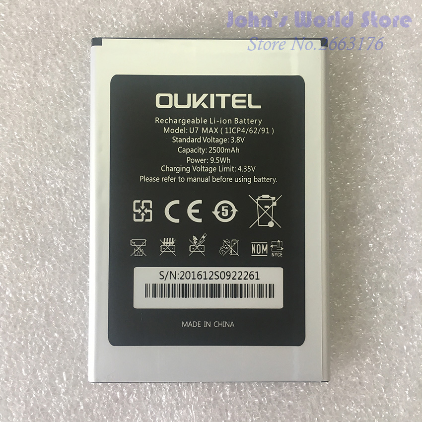 Oukitel U7 MAX Batterij 100% Originele 2500 mAh Backup Batterij Vervanging Voor Oukitel U7 MAX Mobiele Telefoon