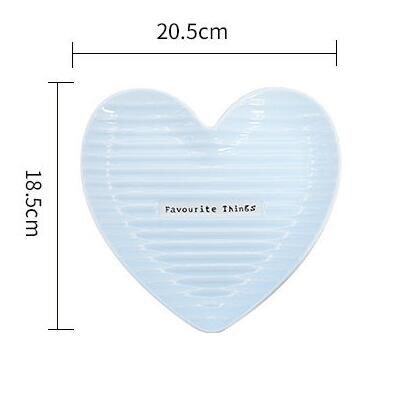 Heart-shaped Ceramic Salad Plate 6/8 Inch Dinner Plate for Meat, Appetizers, Dessert, Food, Party, Red, White,Pink,Blue assiette: 8 inch -Blue
