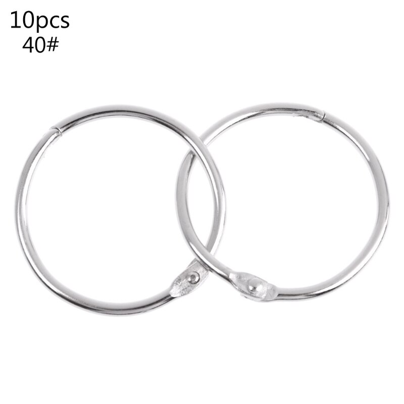 10pcs Metal Binder Ring Loose Leaf Book Binder Hoop Ring Multifunctional Keychain Circle Book Binder Hoop Office Binding Supply: 35-40mm