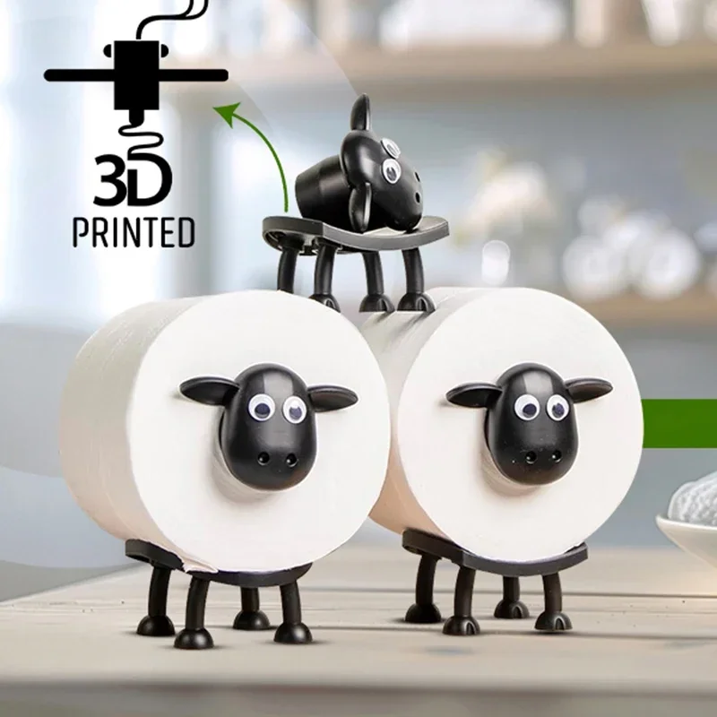 Soporte de papel higiénico de oveja, adorable resina, caja de tela de oveja, apilable para el hogar, baño, tocador, mesita de noche