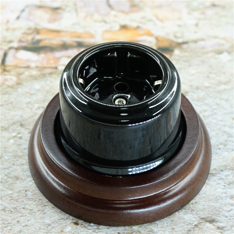 Retro porcelain switch ceramic rotary switch porcelain light switch With Wooden Frame