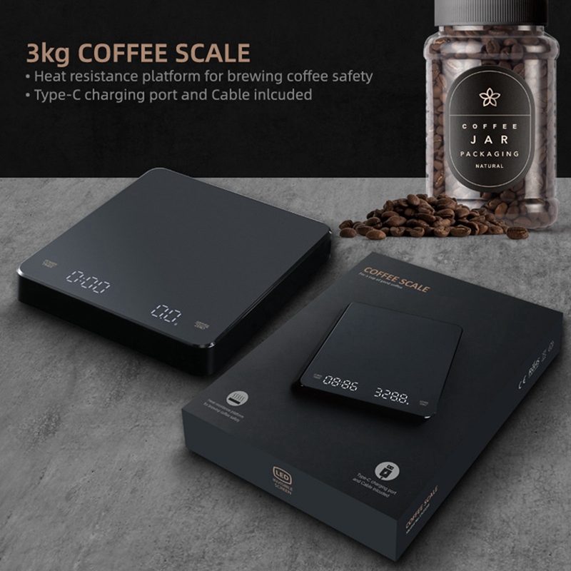 Kitchen Scale Precision Electronic Scale With Timer LED Digital Scale Smart Coffee Scale Household Food Scale 3KG/0.1G