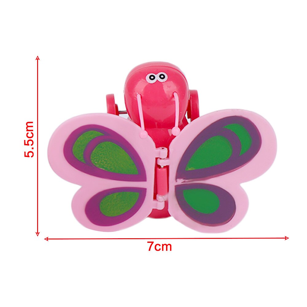 1 pieza Mini mariposa caminar juguetes divertido plástico forma de Animal alas viento-up juguete para niños color al azar