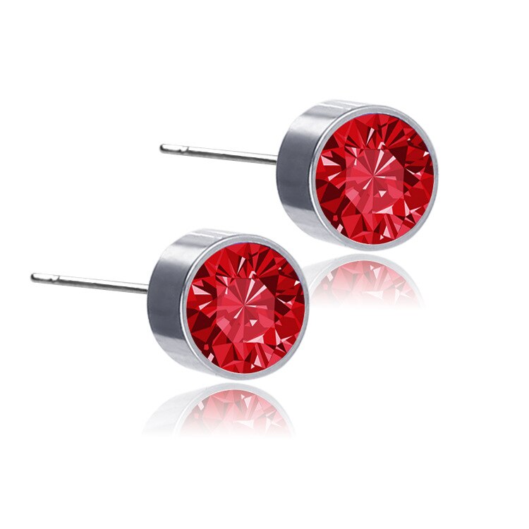 Stijl Voorkomen Allergie Kleurrijke Tsjechische Boor Oorbellen Voor Vrouwen Mannen Ronde Rvs Zirkoon Stud Oorbellen Sieraden: B