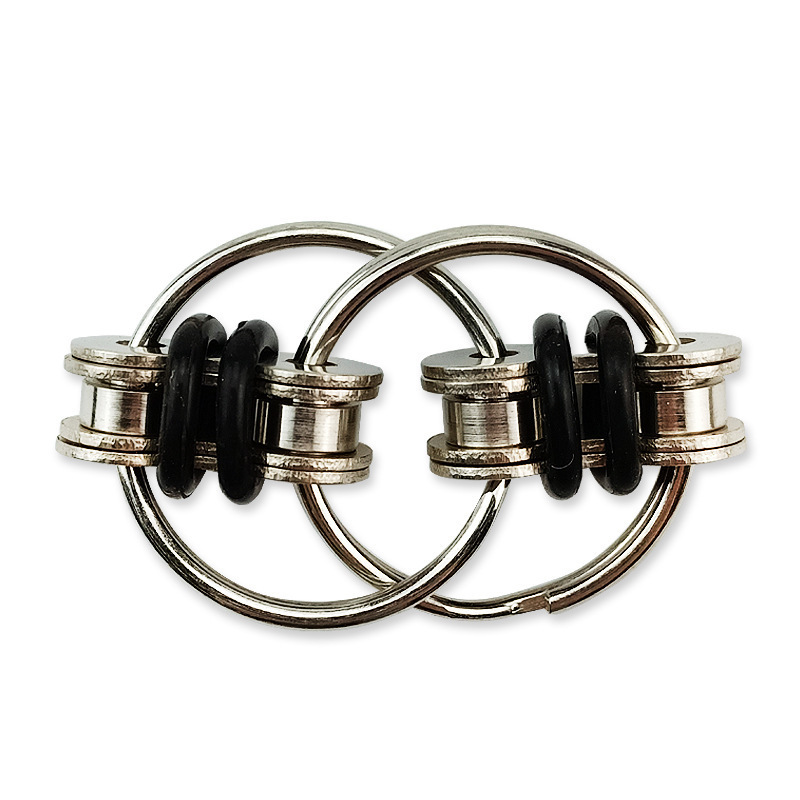 Relief Bike Chain Fidget Toy For Autism Antistress Toys Set Anti Stress Spinner Key Metal Ring Puzzle Sensory Toys: Black