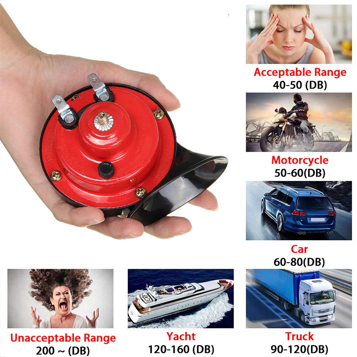 Bocina de aire Universal para coche, claxon eléctrico de doble tono de 800DB, 12V, Super corno del tren, para camiones, bocina de aire de caracol