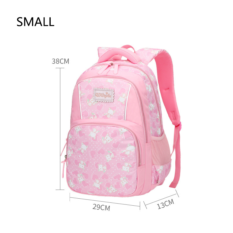 Enfants sacs d'école pour filles école primaire sac à dos enfant princesse impression cartable Oxford grand dessin animé 6-12 ans: Small pink