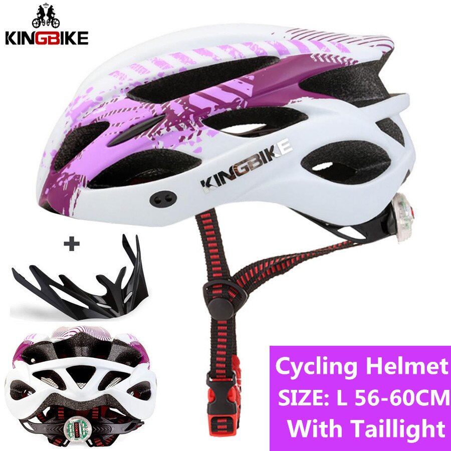 KINGBIKE Cycling MTB Road Helmet Bicycle Women Men Integrally-molded Ultralight Helmet Cycling Helmet Light pc capacete ciclismo: J-675-purple / L