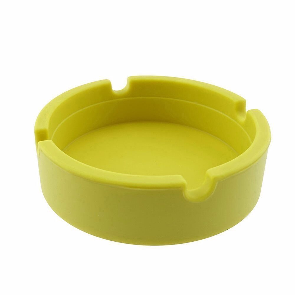 Silicone Rubber Round Ashtray Eco-friendly Fall-proof Noctilucent Ashtray Home Decoration #50: Yellow 