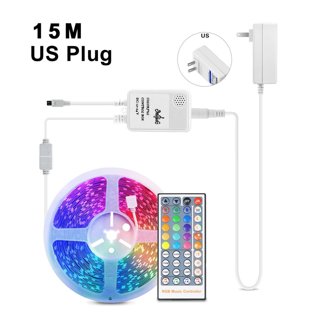 Led Neon Signs Light Smart Home RGB LED Strip Led lights for Bedroom Kitchen Christmas Music Sync Party Cabinet Decoration Lamp: 15M Set with US Plug
