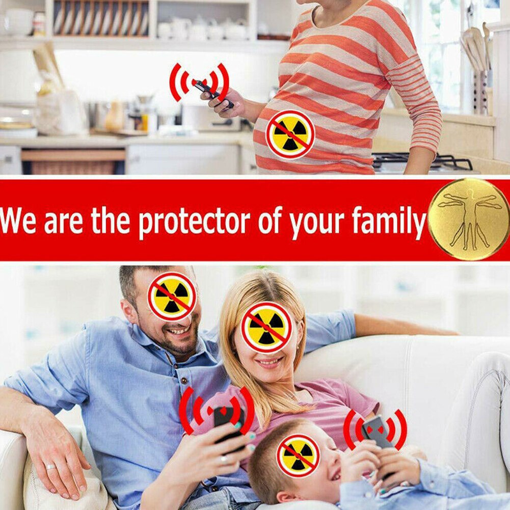 10pcs Protector Sticker Easy Apply EMF Blocker 24k Gold Plating Round Anti Radiation Laptop Electronic Devices Mobile Phone