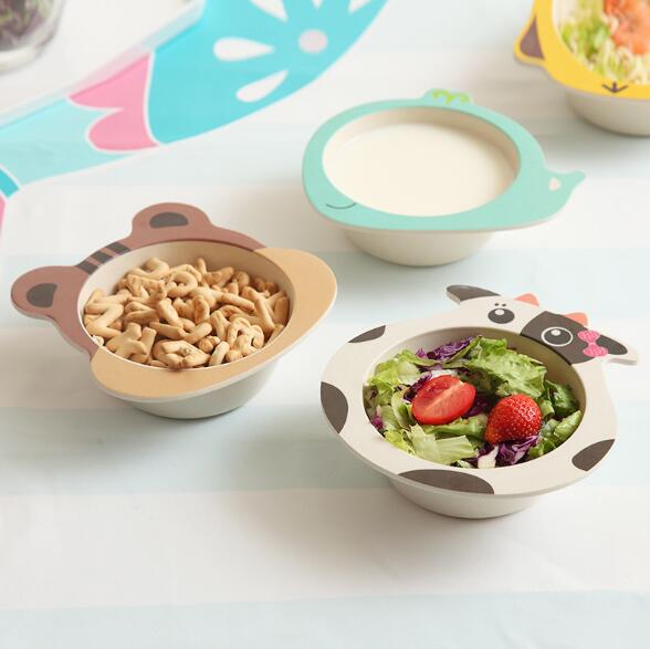 Vajilla de bambú de dibujos animados para bebé, cuenco de alimentación para bebé, plato ecológico, cuenco de comida para bebé