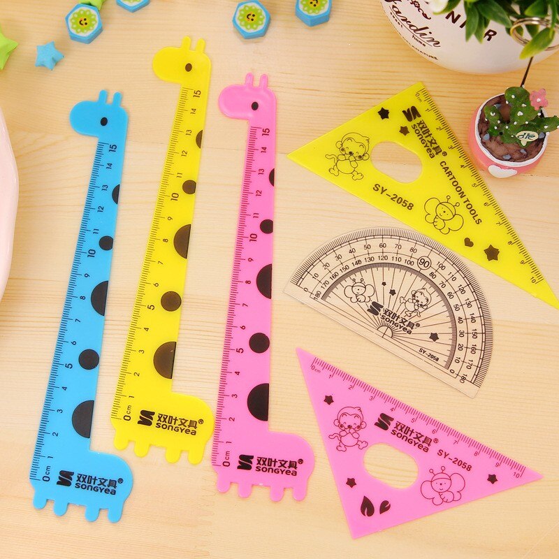 ! Juego de reglas Kawaii, suministros escolares, material escolar, papelería, dibujos animados creativos, forma de estudiantes