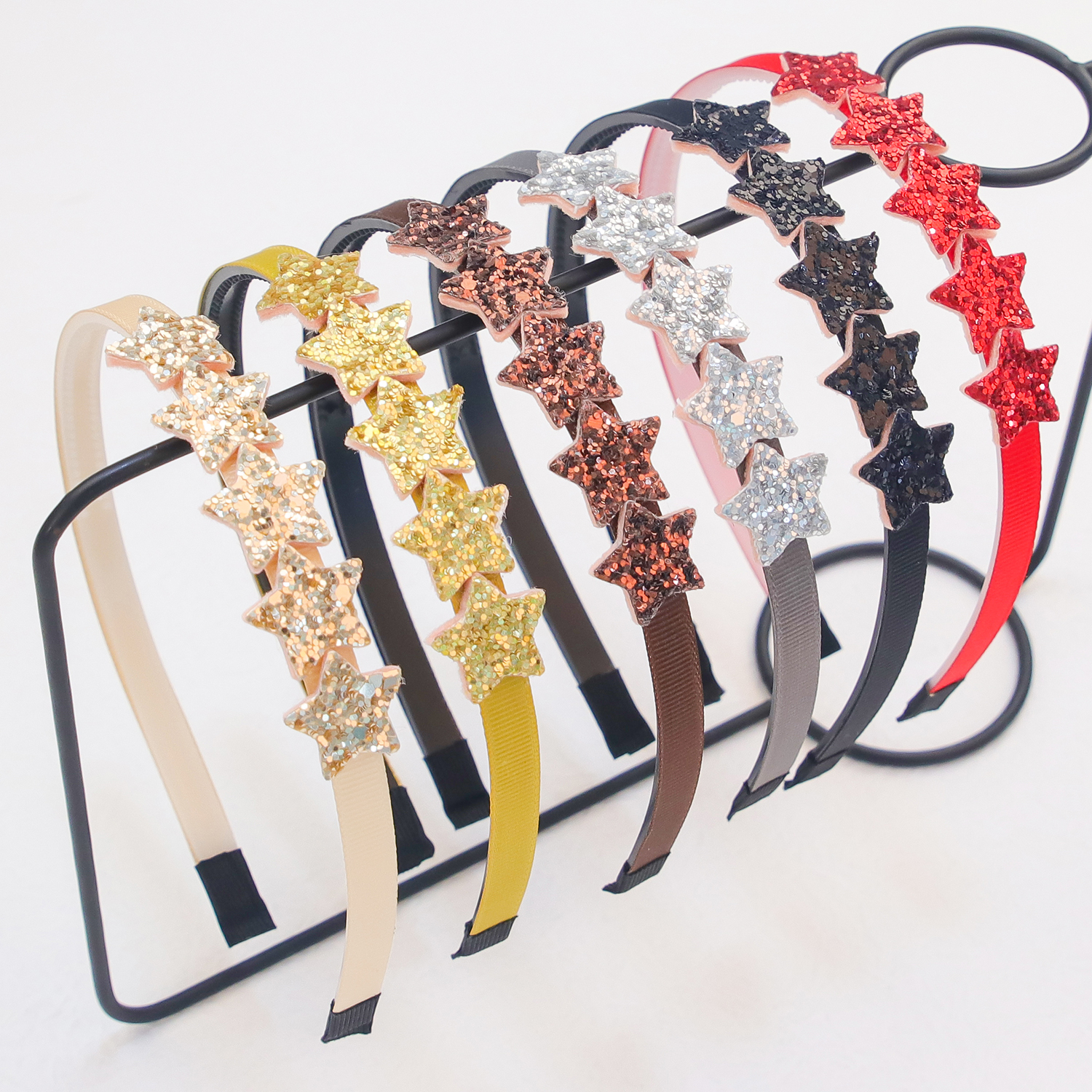 Diademas de estrella para niñas, diademas con forma de estrella con purpurina bonita, aros de plástico para dientes, diadema brillante, accesorios para el cabello para niños