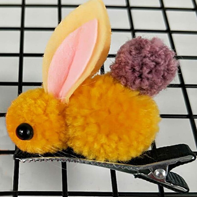 bandeau de dessin animé animal fait à la main en peluche lapin mignon coiffe unique fille pompon bandes de caoutchouc 6 couleur cheveux accessoires: 16