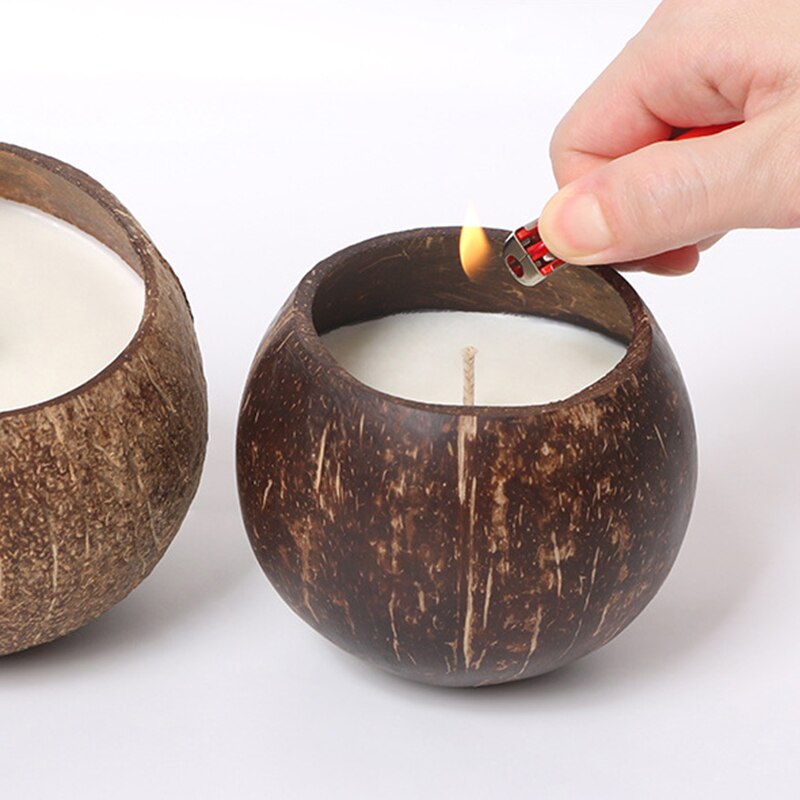 Coconut Shell Handcraft Candle Making Container Empty Bowl DIY Scented Candle Making Soy Wax Candle Cup Accessories