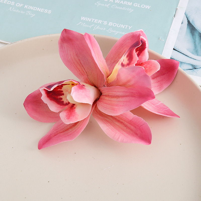 Free Women Summer Bohemia Beach Thai Lily Orchid Flower Hair Clip Bridal Wedding Headwear Ornaments Accessories: Watermelon red