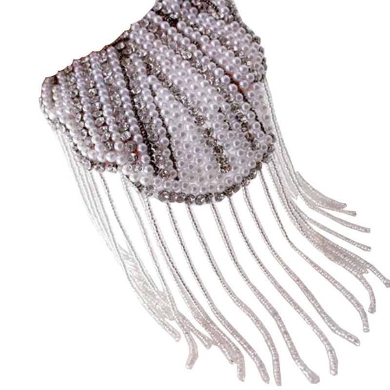 unisex handgefertigt Schmuck Quasten Kette Epaulette Faux Perle Schulter Bord Abzeichen