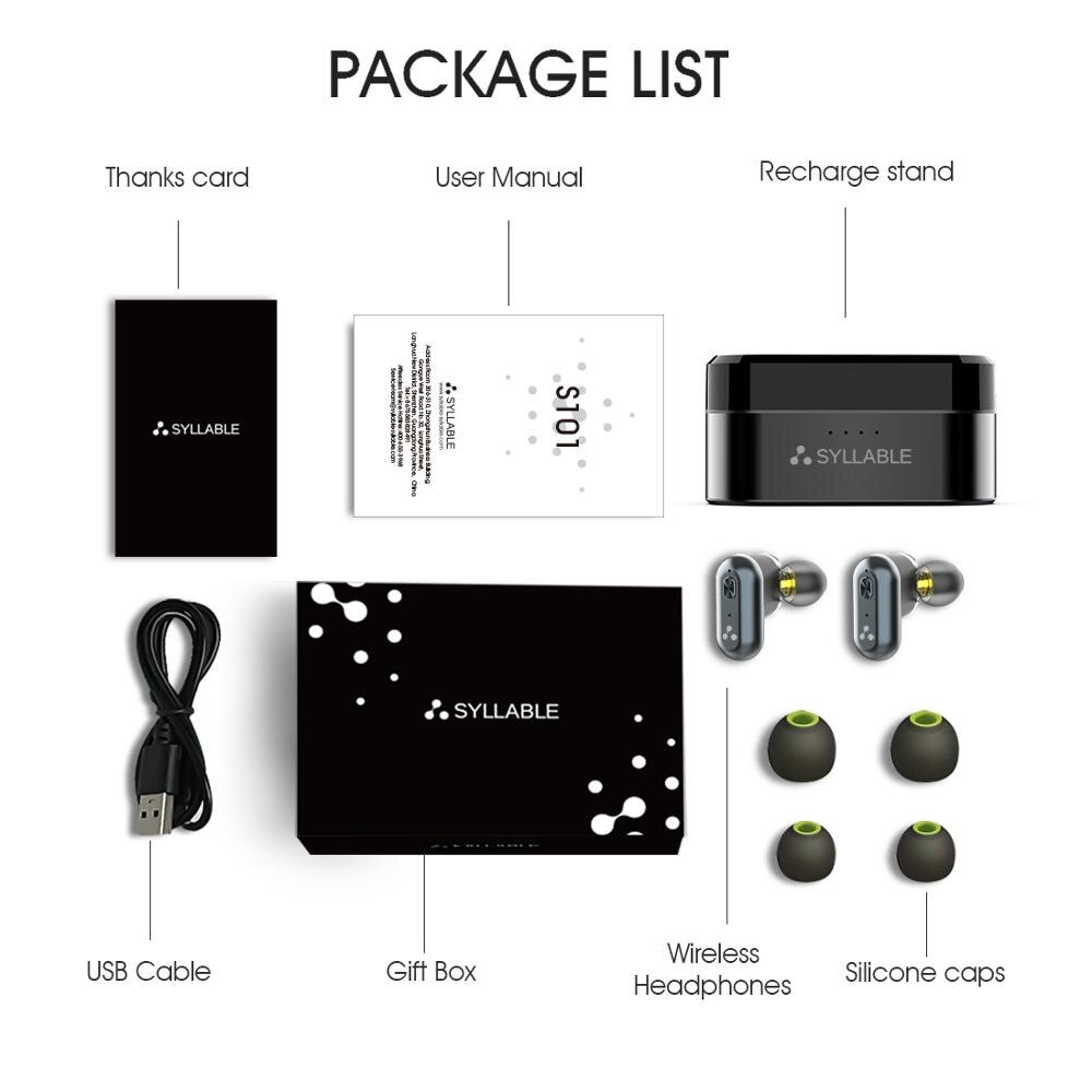 SYLLABLE-auriculares inalámbricos S101 de graves, cascos de deporte inalámbricos con tecnología TWS, potentes graves, reducción de ruido para música, Chip QCC3020 de SYLLABLE S101