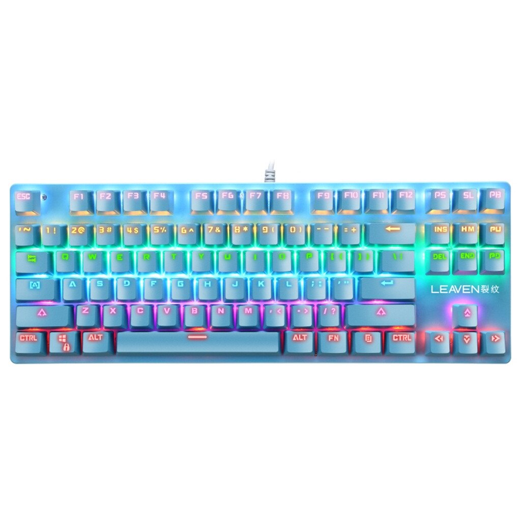 K550 Mechanical USB Wired Keyboard 87 Keys Gamer Keyboards For PC Colorful LED Illuminated Backlit Gaming Keyboard: Blue