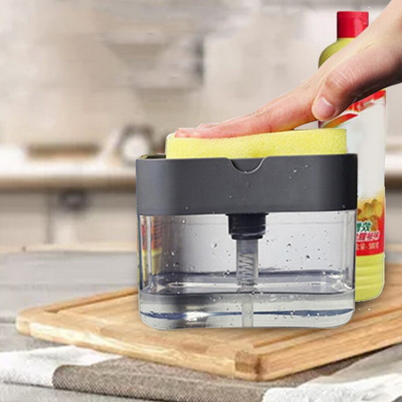 Zeep Pomp Dispenser Met Spons Houder 2 In 1 Vloeibare Dispenser Pressure Container Zeep Organizer Keuken Schoonmaken Tool
