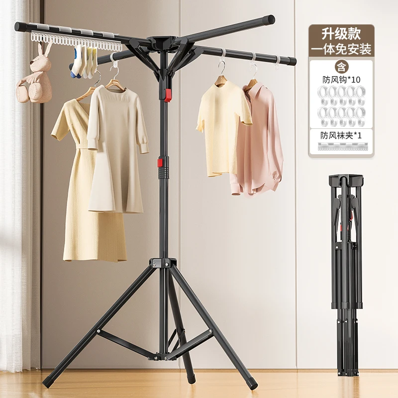 Składany stojak robić suszenia ubrań na podłogę, kompaktowy stojak na pranie, oszczędzający miejsce suszarka robić użytku wewnątrz pomieszczeń, trwały wieszak na ubrania, regulowana suszarka robić pościeli.: Jasno szary