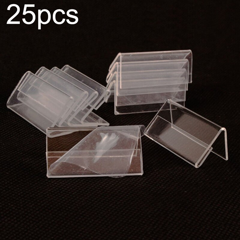 25 stk gennemsigtig prisskiltstativ plastskilt displayholder kortetikettstativ 20 x 40mm tag prisramme rammeholder