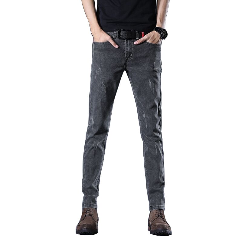 Heren slim jeans straight fit gescheurde jeans distressed grijze kleur den ropa de hombre jeans: 34