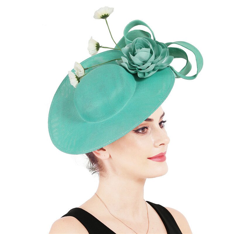 Exaggerated Big Hat British Hat Court Banquet Catwalk Headwear Hat Jade Green Fascinator Fedora Fascinators For Women: Jade Green